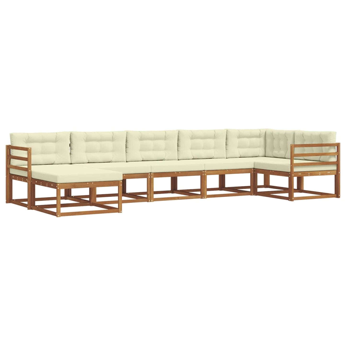 Set di divani da esterno con cuscino 7 pcs Naturale e Crema | homemem39