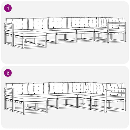 Set di divani da esterno 7 pcs Grigio Naturale e Chiaro | homemem39