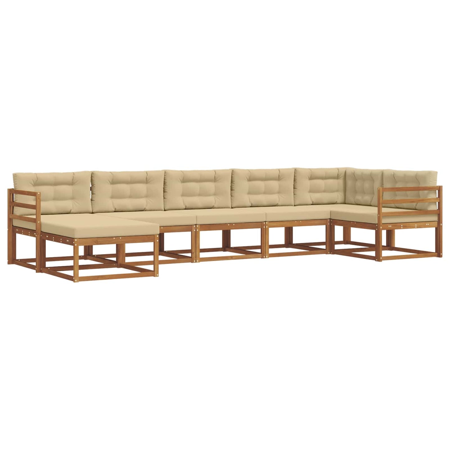 Set di divani da esterno con cuscino 7 pcs Naturale e Beige | homemem39