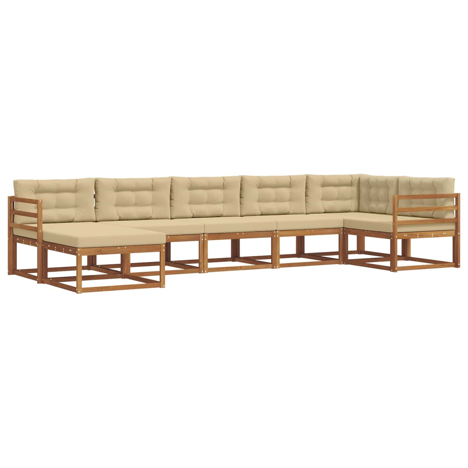 Set di divani da esterno con cuscino 7 pcs Naturale e Beige | homemem39