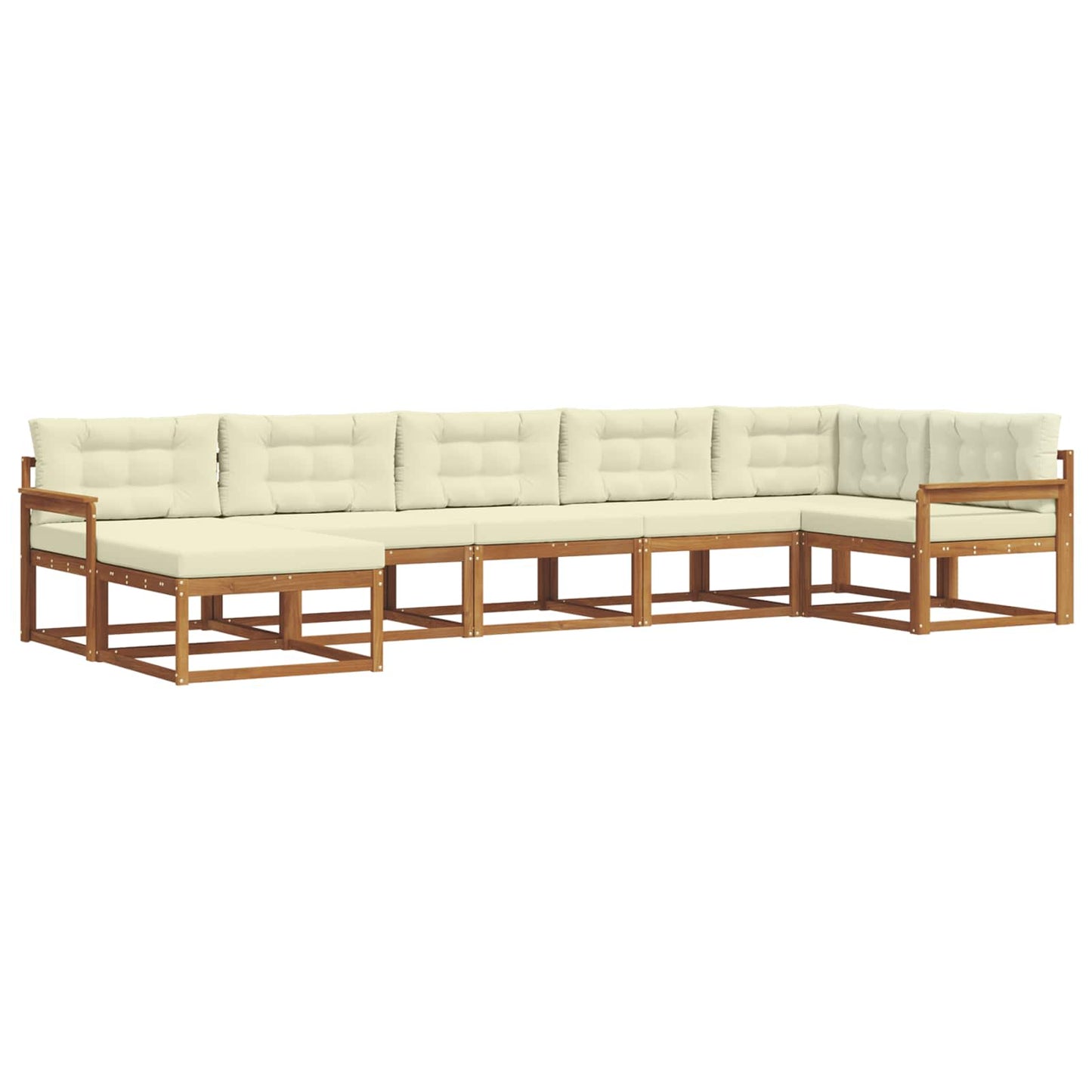 Set di divani da esterno con cuscino 7 pcs Naturale e Crema | homemem39