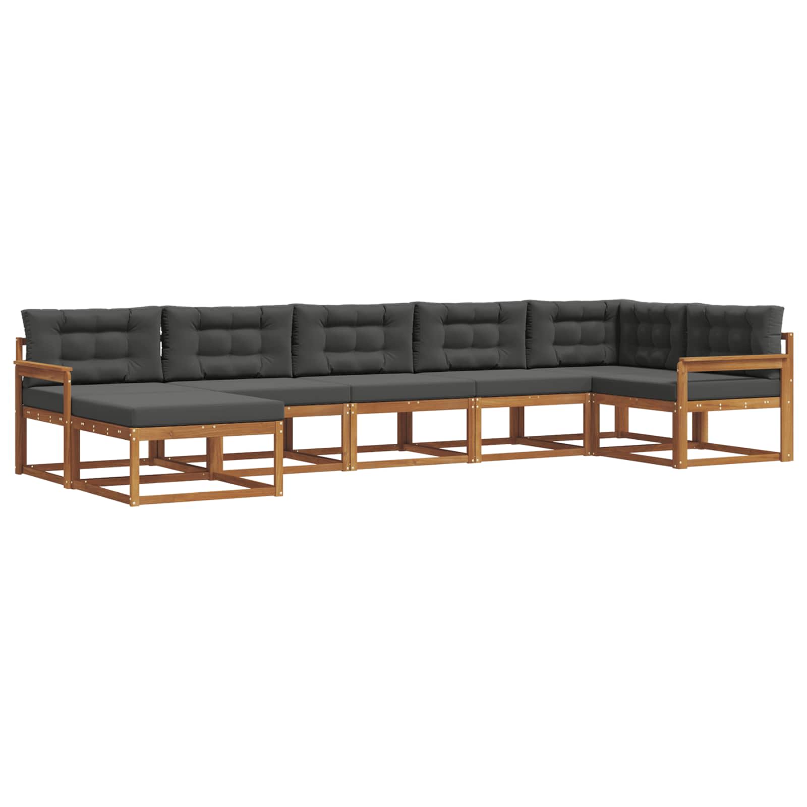Set di divani da esterno con cuscino 7 pcs Naturale e Antracite | homemem39