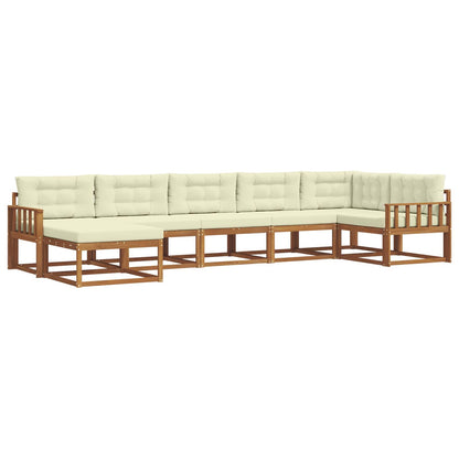 Set di divani da esterno con cuscino 7 pcs Naturale e Crema | homemem39