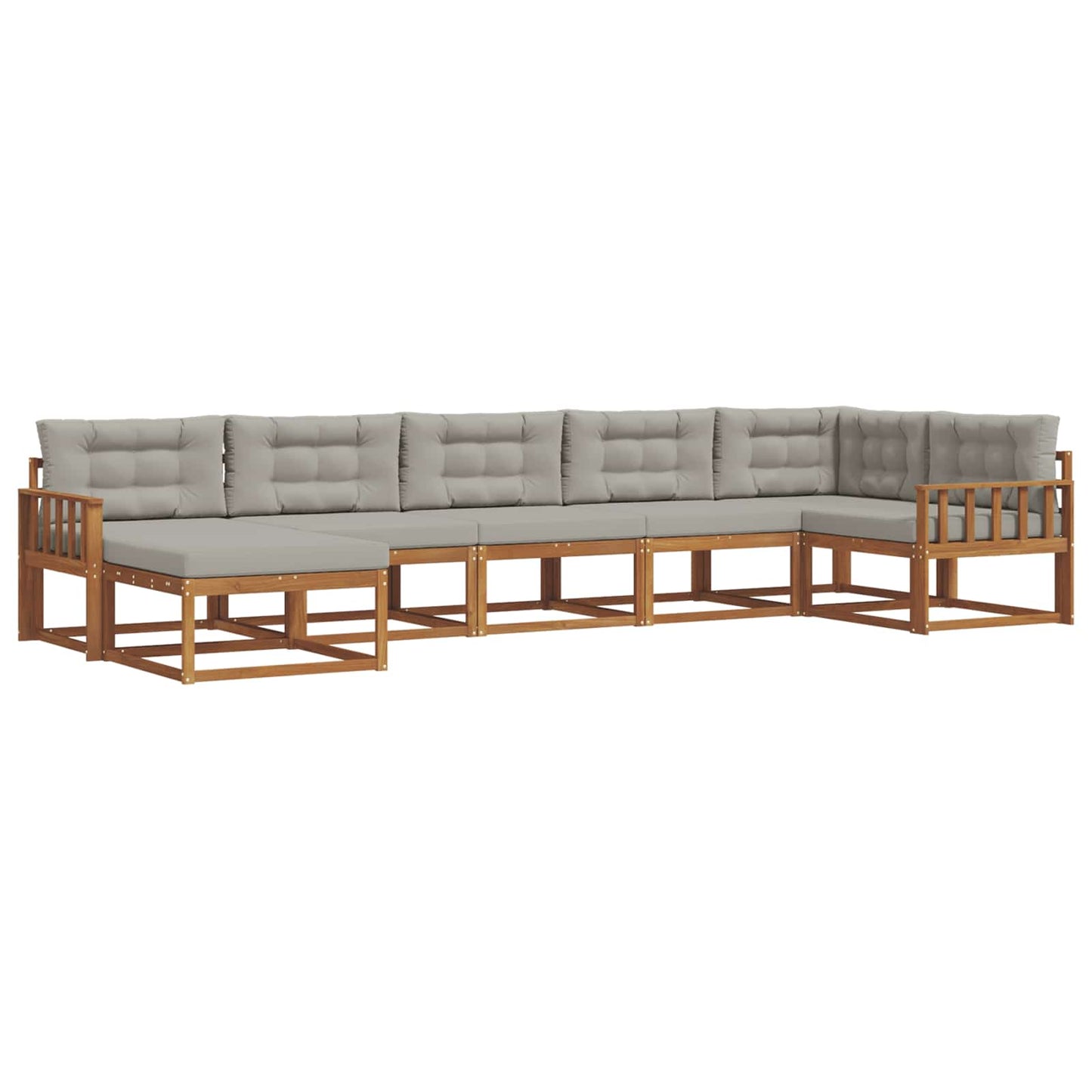 Set di divani da esterno 7 pcs Grigio Naturale e Chiaro | homemem39