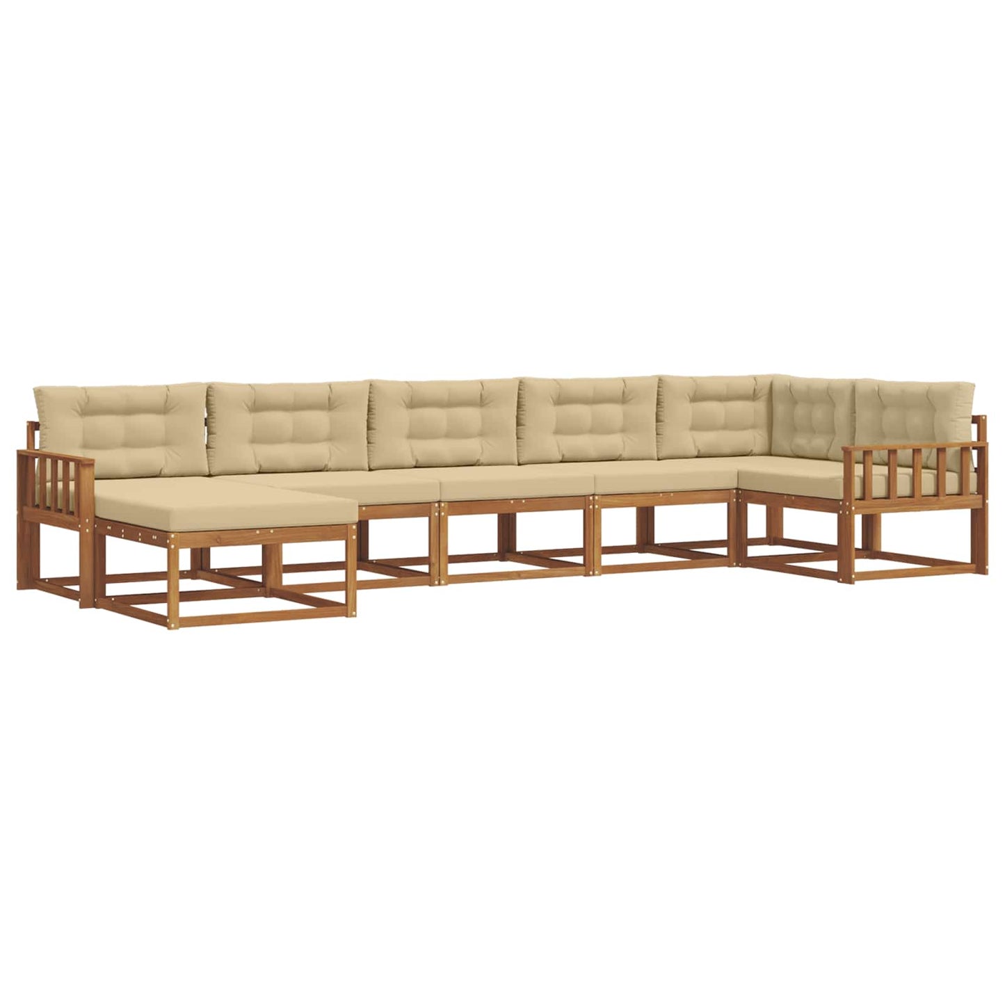 Set di divani da esterno con cuscino 7 pcs Naturale e Beige | homemem39