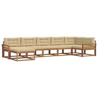 Set di divani da esterno con cuscino 7 pcs Naturale e Beige | homemem39