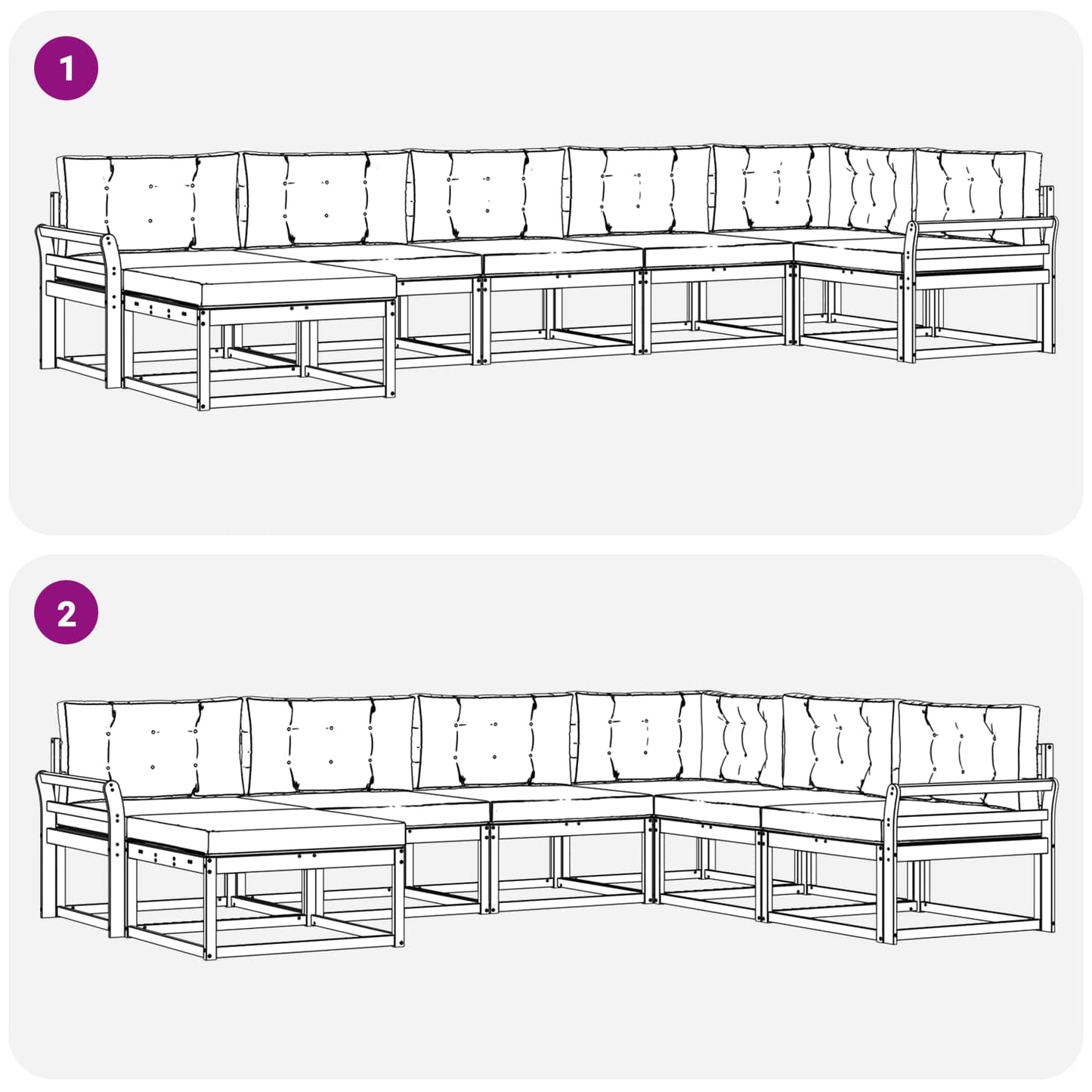 Set di divani da esterno con cuscino 7 pcs Naturale e Beige | homemem39