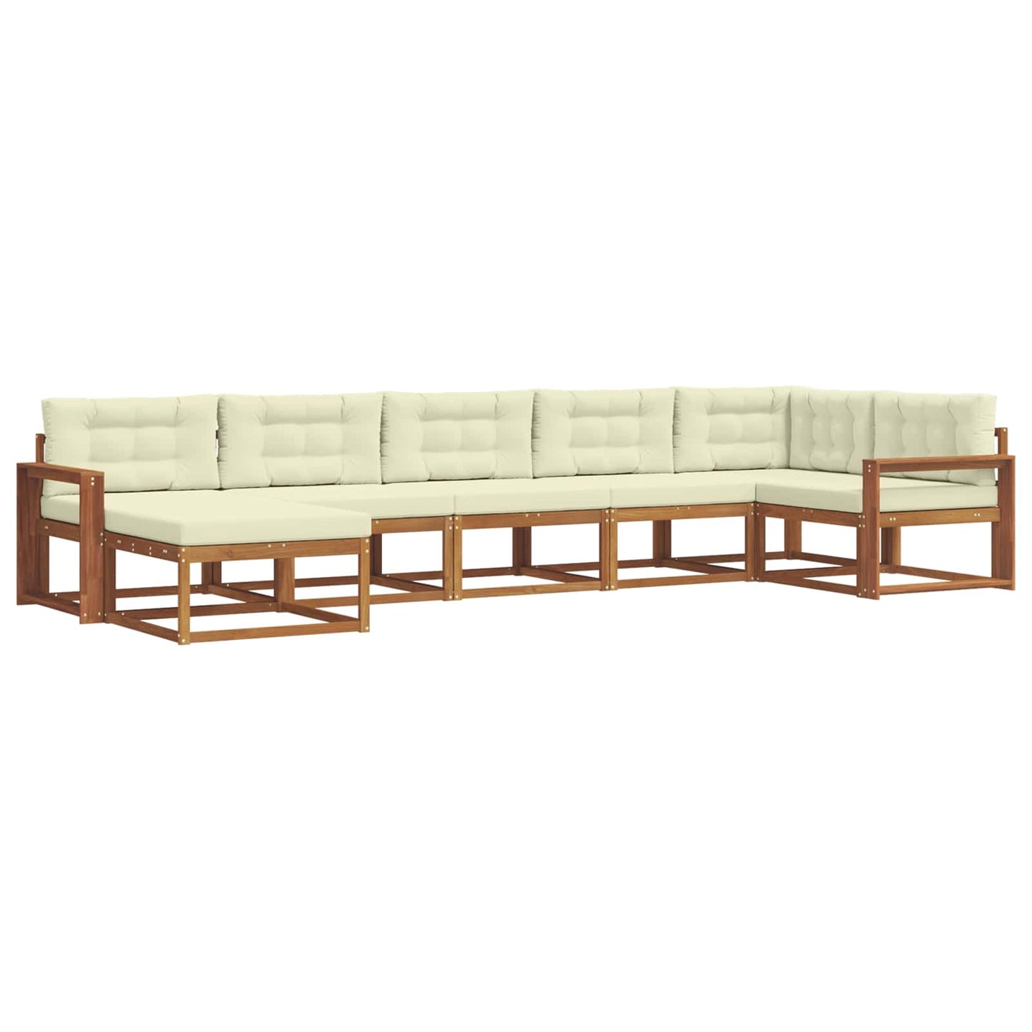 Set di divani da esterno con cuscino 7 pcs Naturale e Crema | homemem39