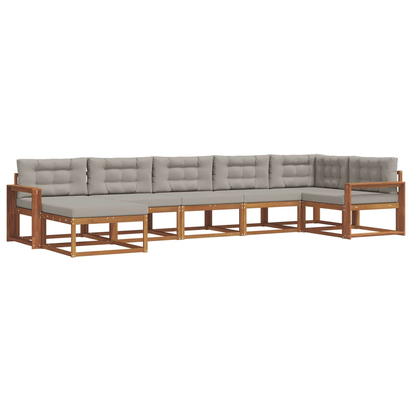 Set di divani da esterno 7 pcs Grigio Naturale e Chiaro | homemem39