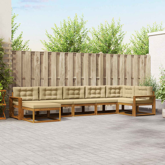 Set di divani da esterno con cuscino 7 pcs Naturale e Beige