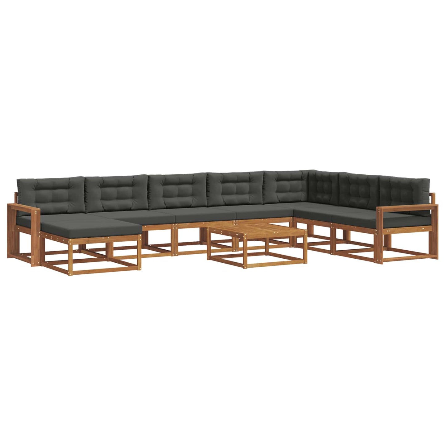 Set di divani da esterno con cuscino 9 pcs Naturale e Antracite | homemem39
