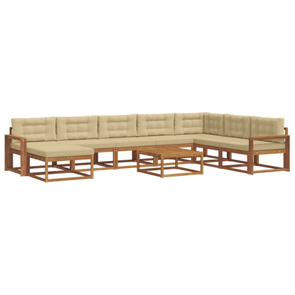 Set di divani da esterno con cuscino 9 pcs Naturale e Beige | homemem39