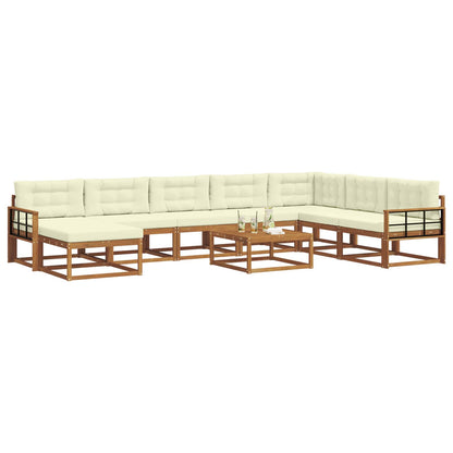 Set di divani da esterno con cuscino 9 pcs Naturale e Crema | homemem39
