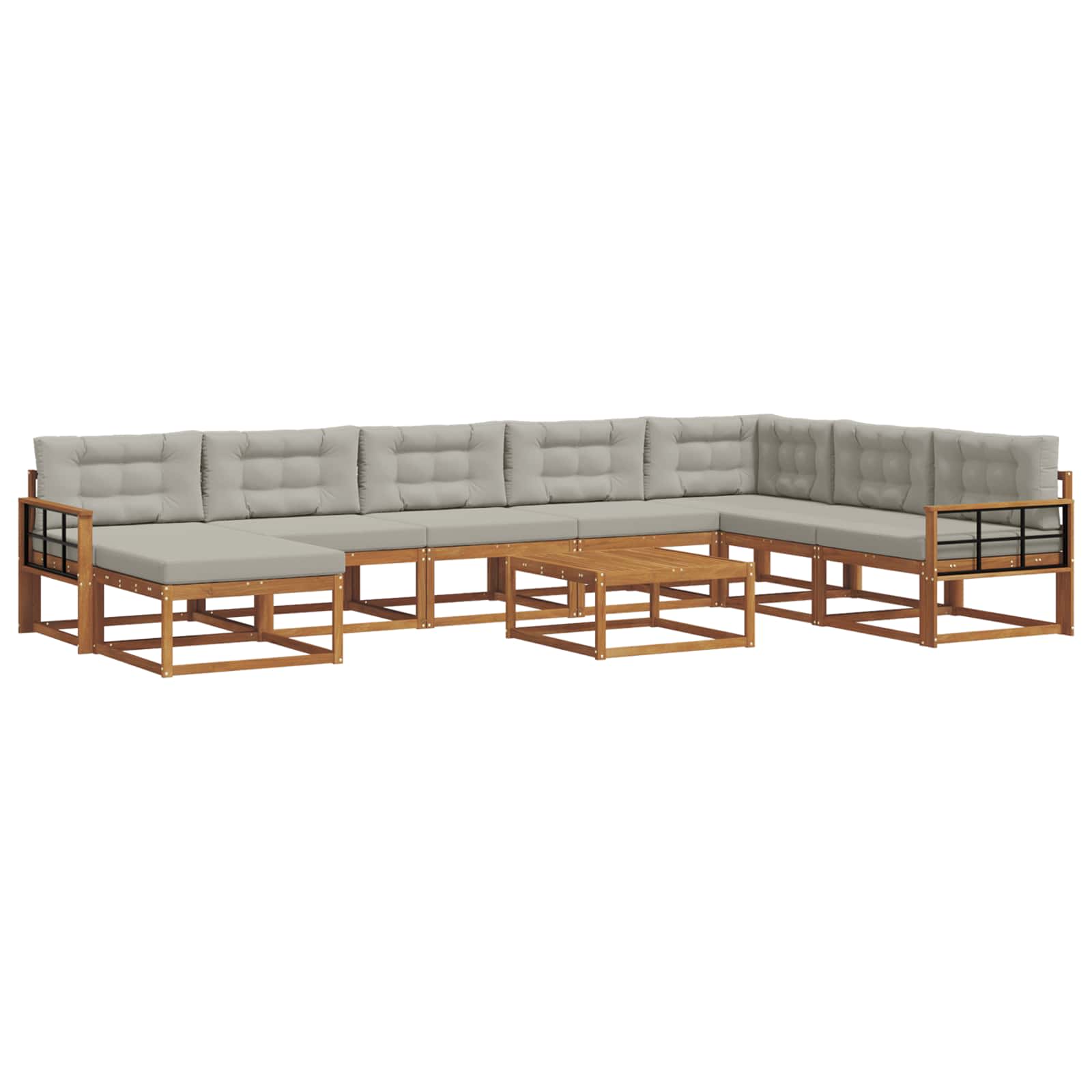 Set di divani da esterno 9 pcs Grigio Naturale e Chiaro | homemem39