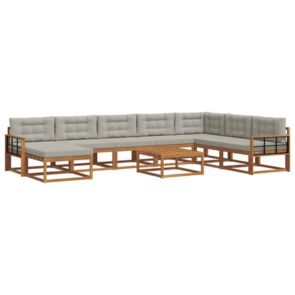 Set di divani da esterno 9 pcs Grigio Naturale e Chiaro | homemem39