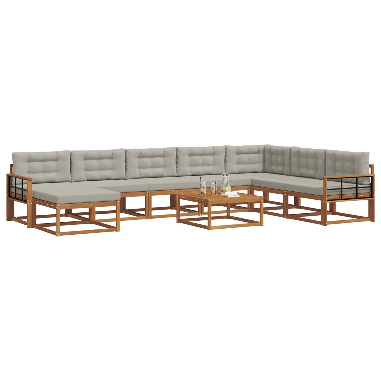 Set di divani da esterno 9 pcs Grigio Naturale e Chiaro | homemem39