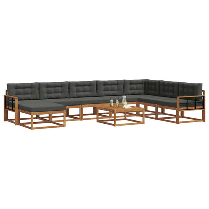 Set di divani da esterno con cuscino 9 pcs Naturale e Antracite | homemem39