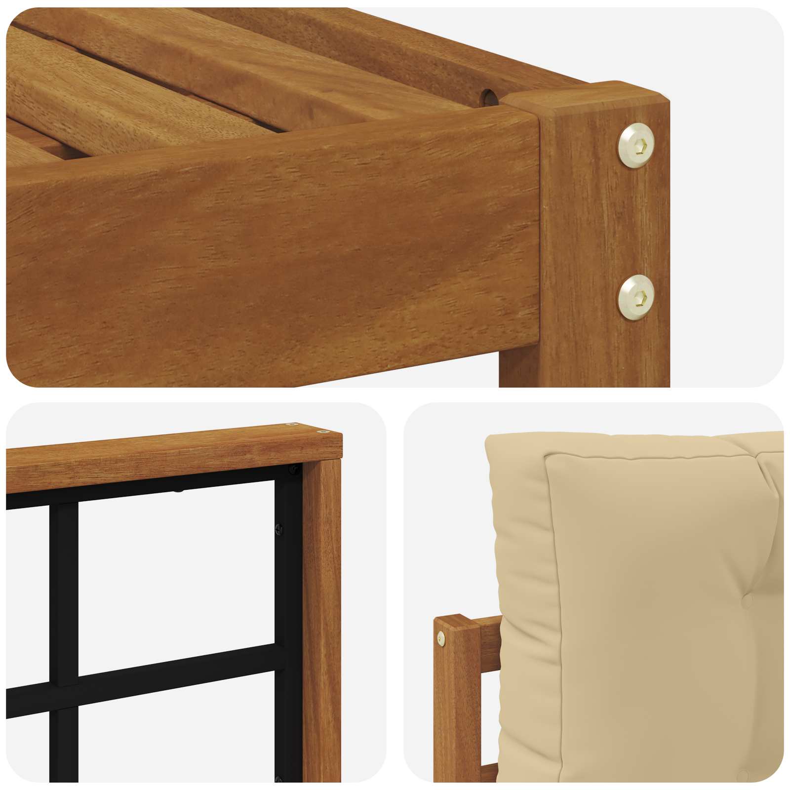 Set di divani da esterno con cuscino 9 pcs Naturale e Beige | homemem39