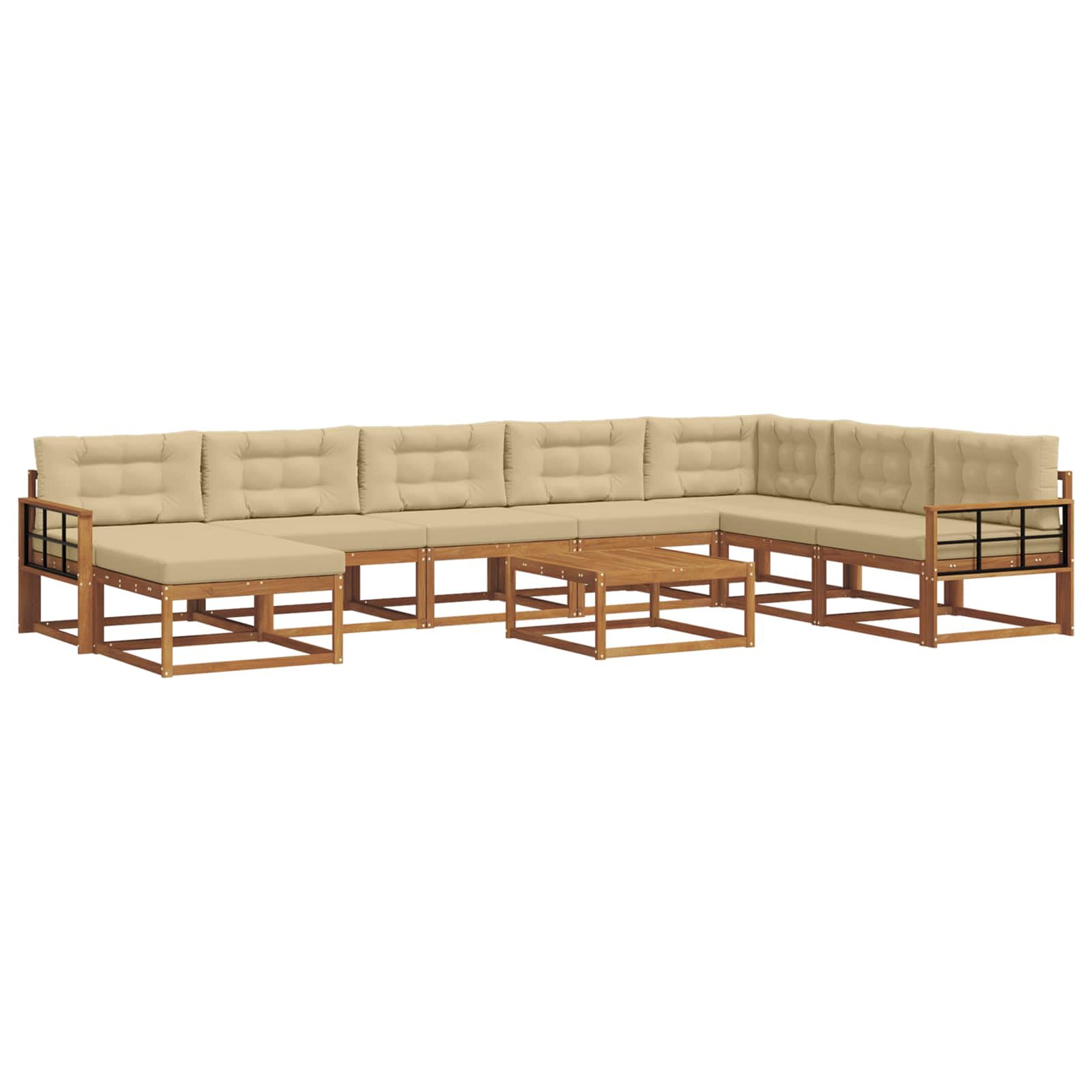 Set di divani da esterno con cuscino 9 pcs Naturale e Beige | homemem39