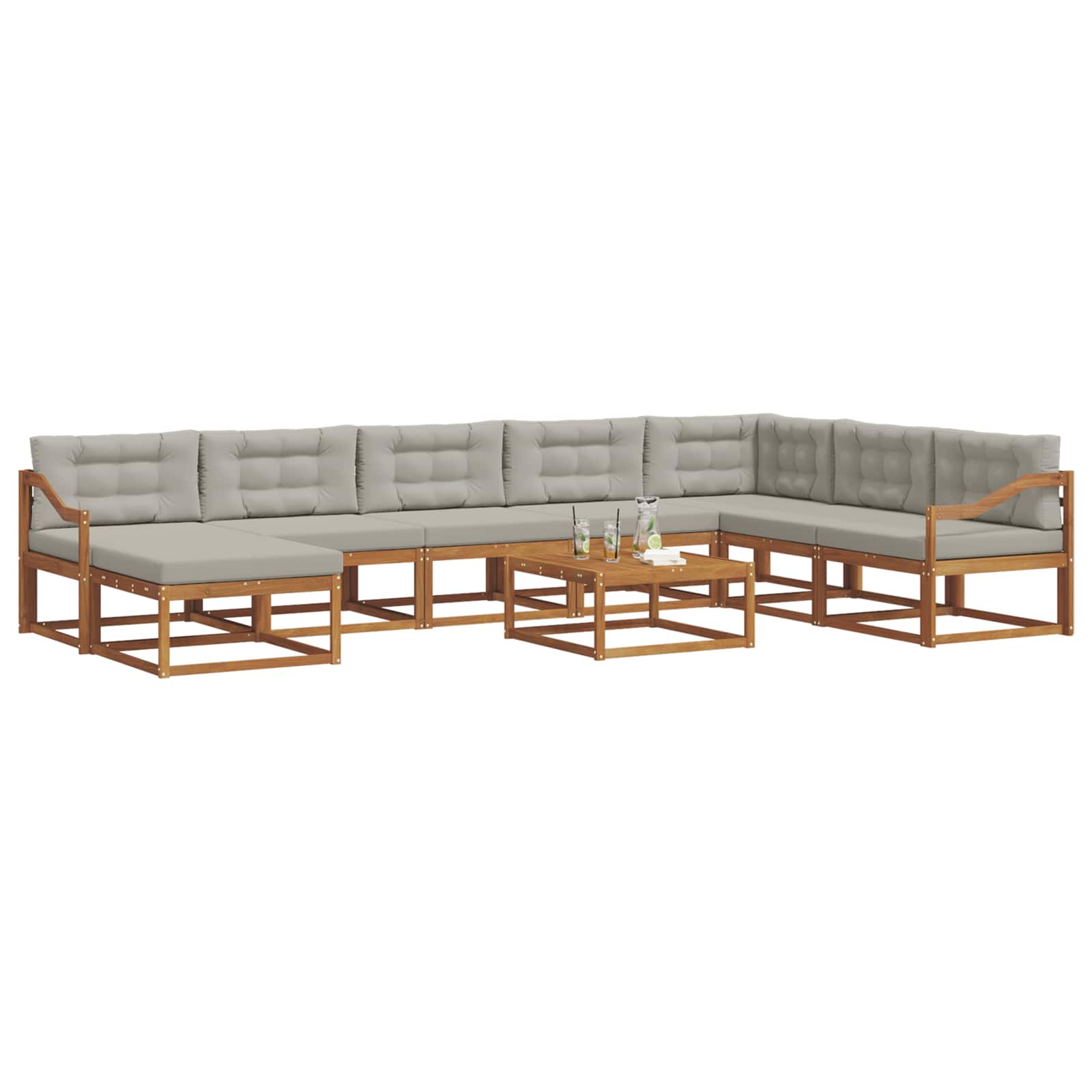 Set di divani da esterno 9 pcs Grigio Naturale e Chiaro | homemem39