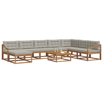 Set di divani da esterno 9 pcs Grigio Naturale e Chiaro | homemem39