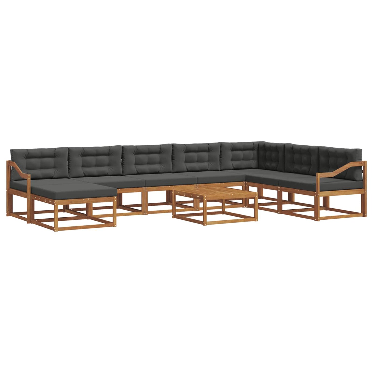 Set di divani da esterno con cuscino 9 pcs Naturale e Antracite | homemem39