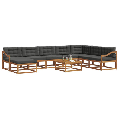 Set di divani da esterno con cuscino 9 pcs Naturale e Antracite | homemem39