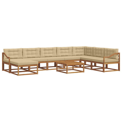 Set di divani da esterno con cuscino 9 pcs Naturale e Beige | homemem39