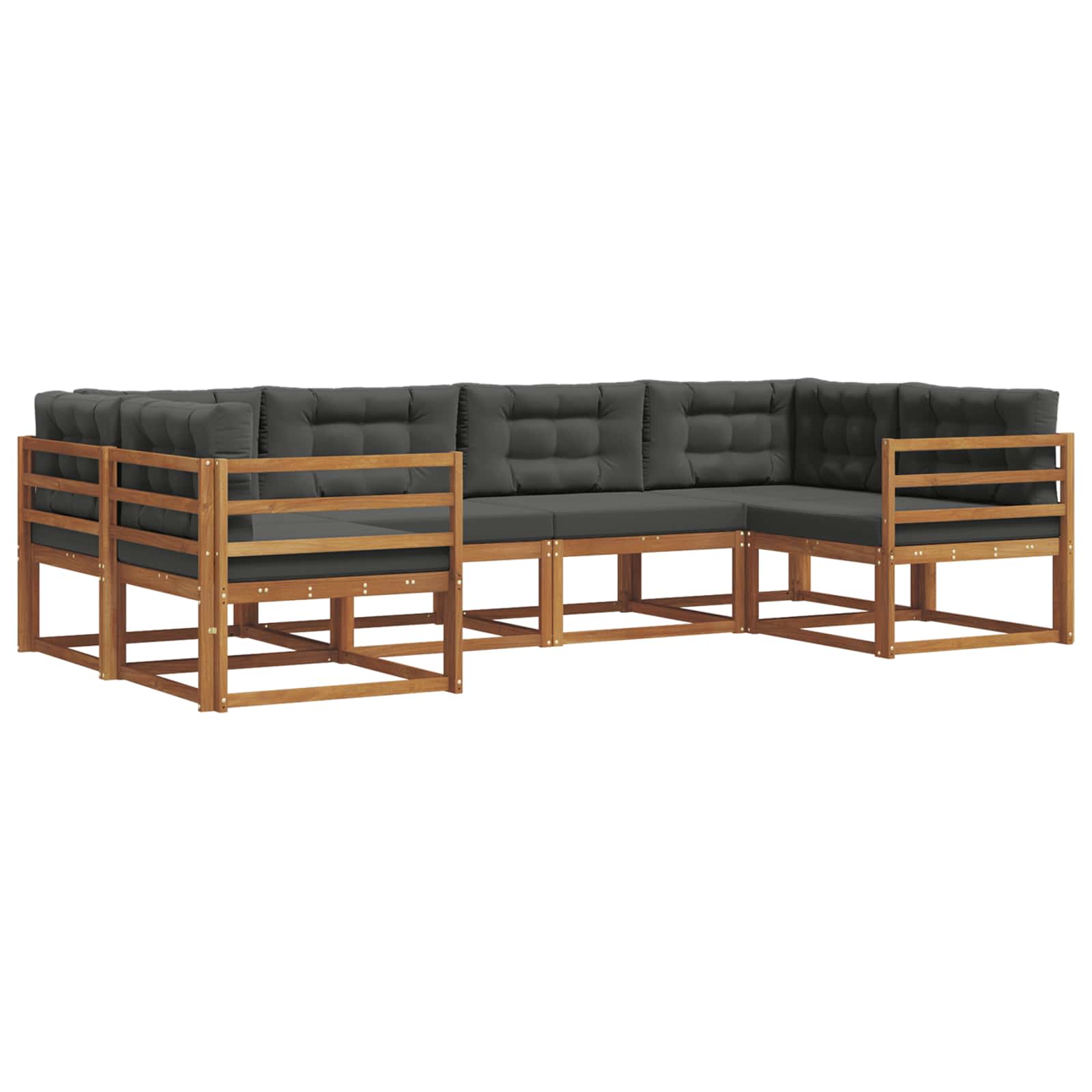 Set di divani da esterno con cuscino 6 pcs Naturale e Antracite | homemem39