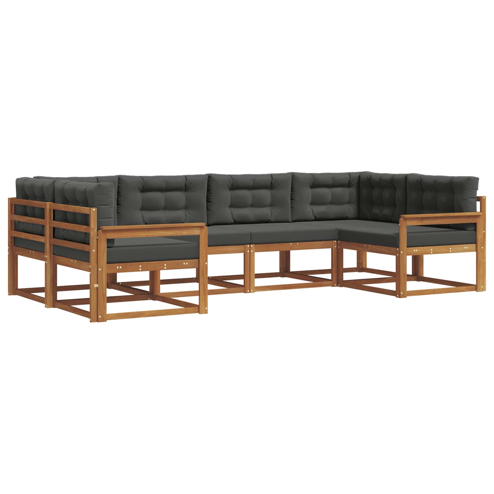 Set di divani da esterno con cuscino 6 pcs Naturale e Antracite | homemem39