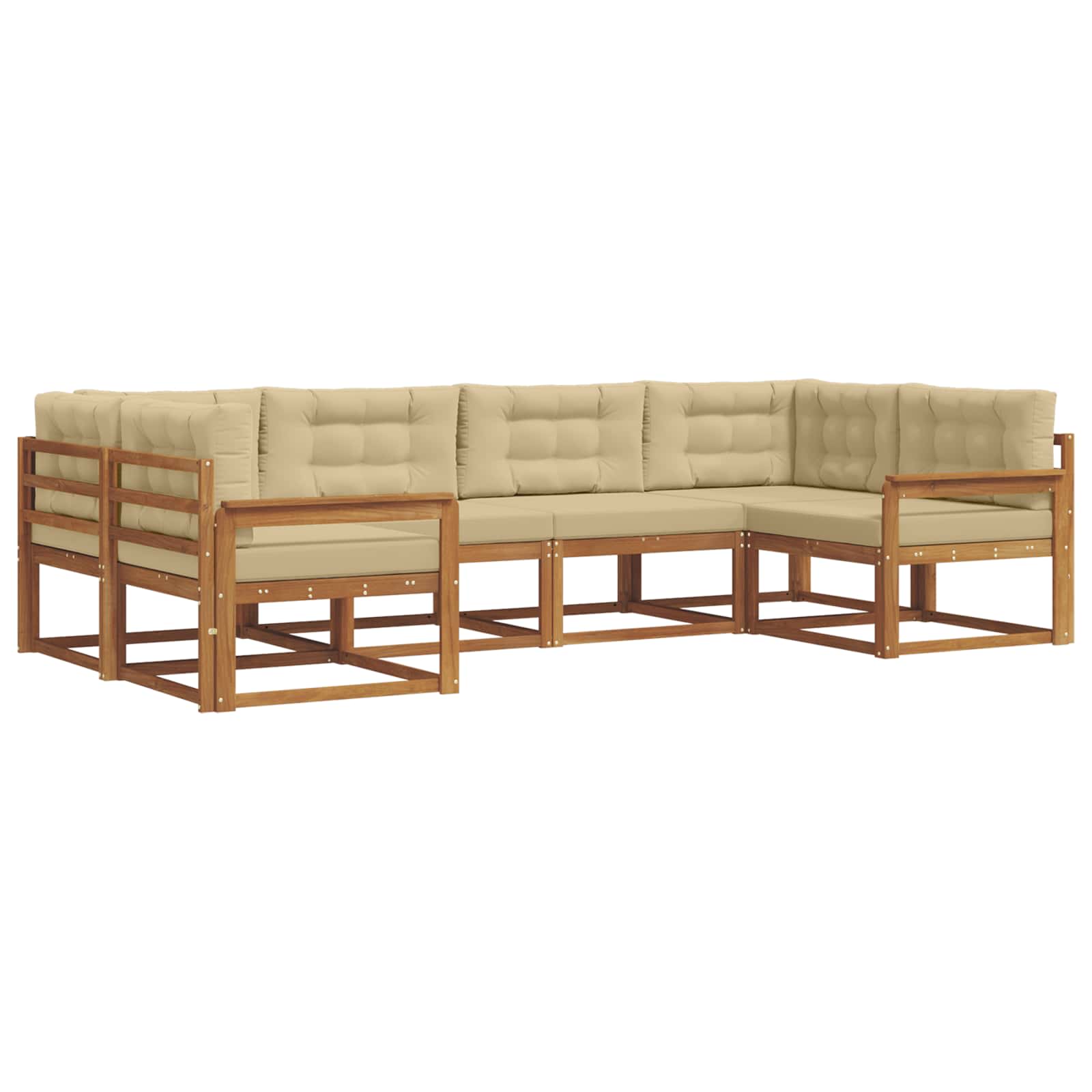 Set di divani da esterno con cuscino 6 pcs Naturale e Beige | homemem39