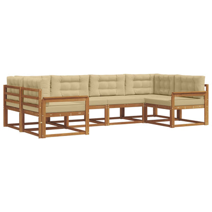 Set di divani da esterno 6 pz Naturale e Beige