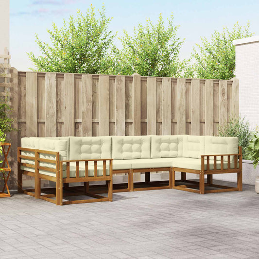 Set di divani da esterno con cuscino 6 pcs Naturale e Crema | homemem39