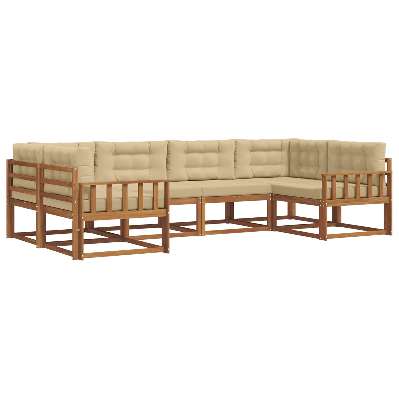 Set di divani da esterno con cuscino 6 pcs Naturale e Beige | homemem39