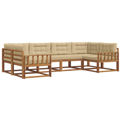 Set di divani da esterno con cuscino 6 pcs Naturale e Beige | homemem39