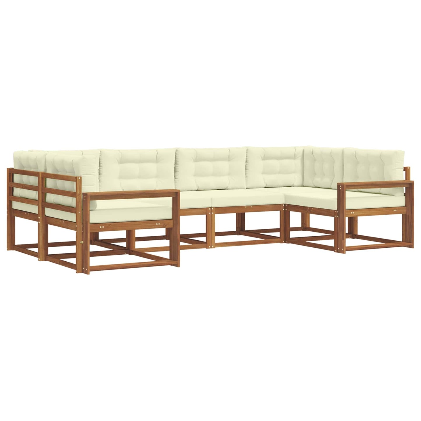Set di divani da esterno con cuscino 6 pcs Naturale e Crema | homemem39