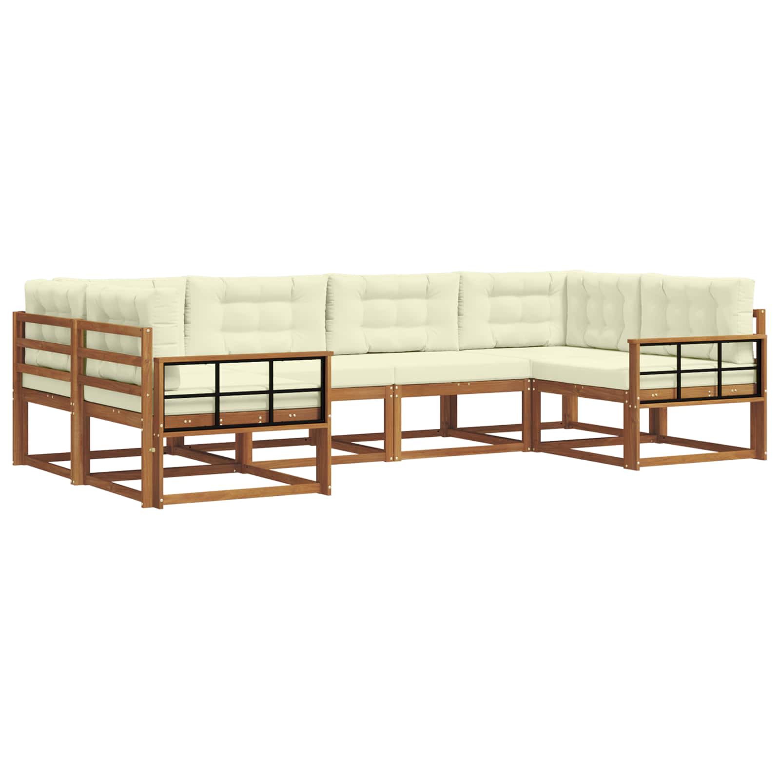 Set di divani da esterno con cuscino 6 pcs Naturale e Crema | homemem39