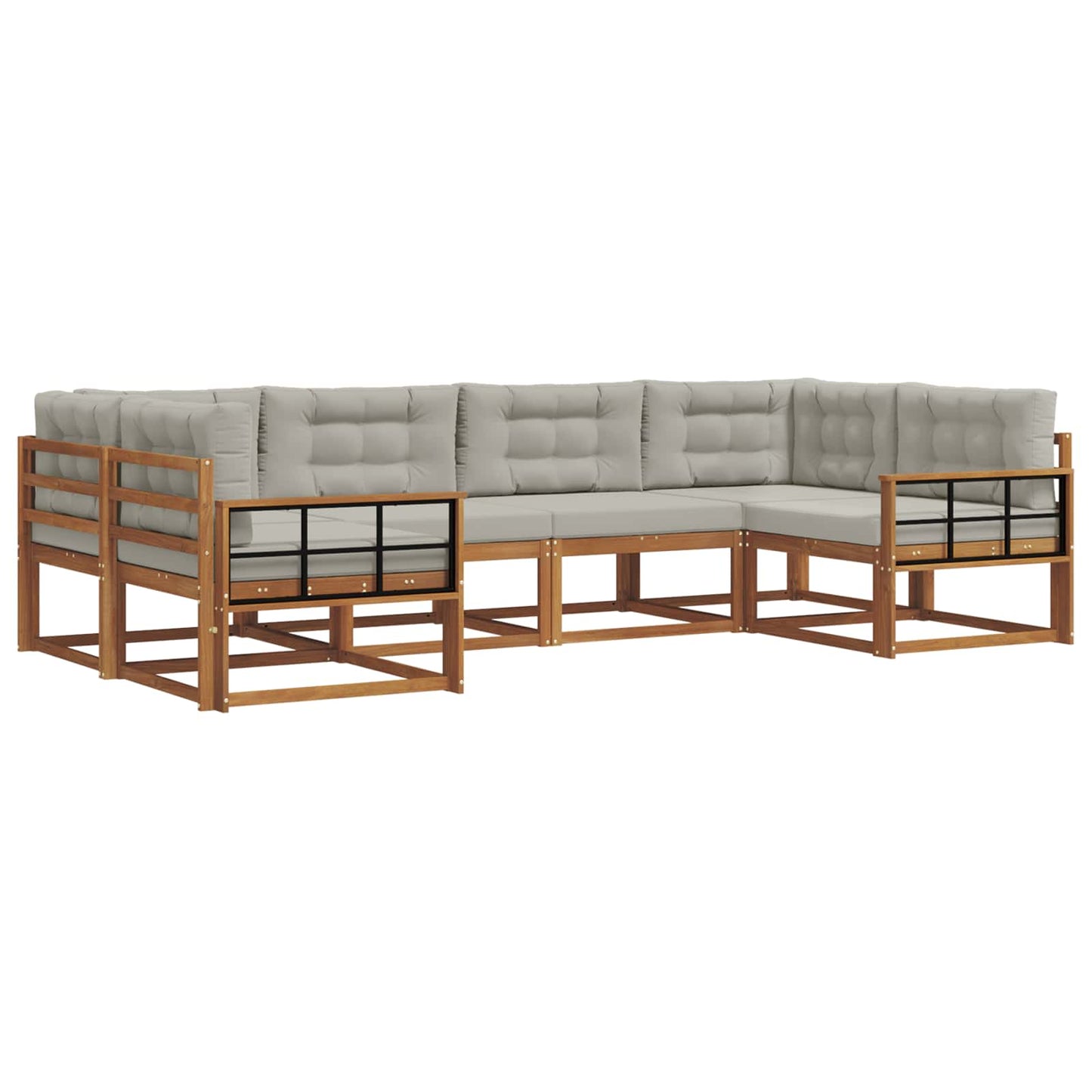 Set di divani da esterno 6 pcs Grigio Naturale e Chiaro | homemem39