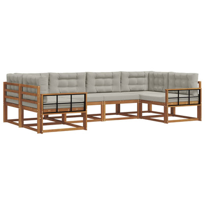 Set di divani da esterno 6 pcs Grigio Naturale e Chiaro | homemem39