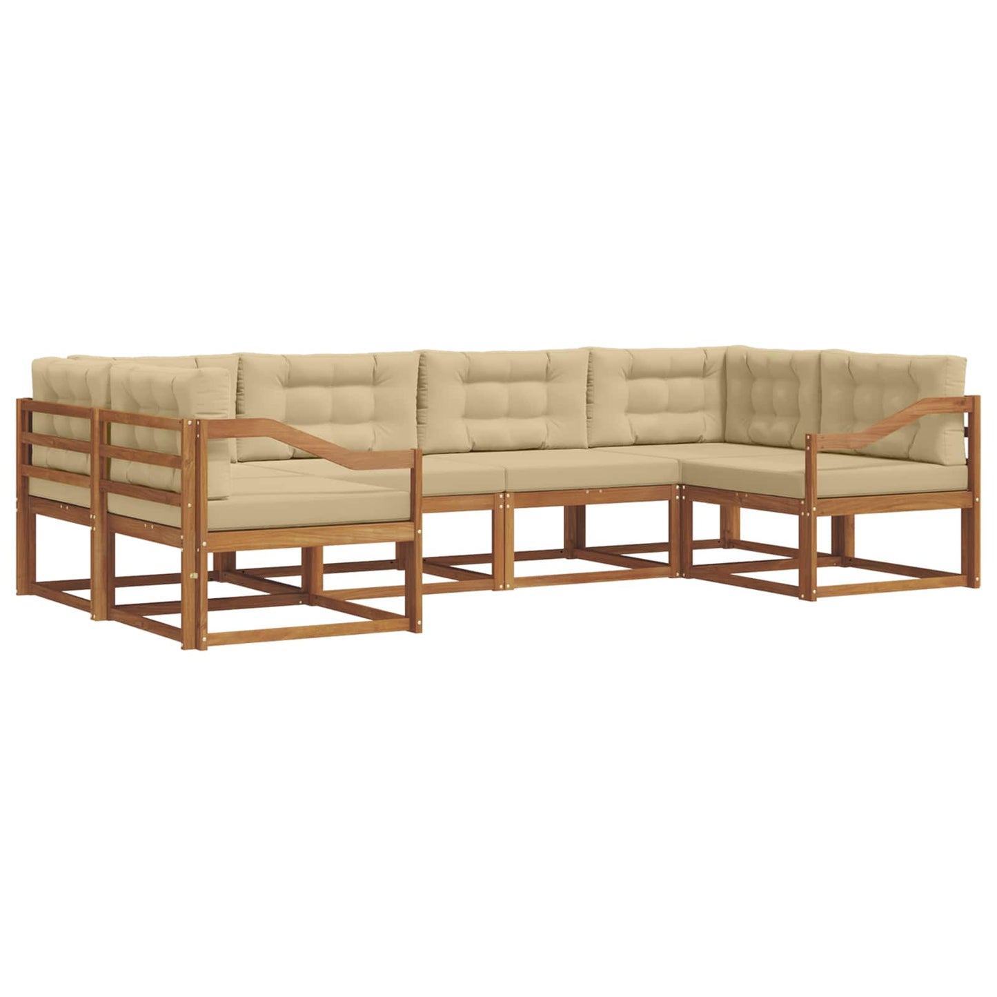 Set di divani da esterno con cuscino 6 pcs Naturale e Beige | homemem39
