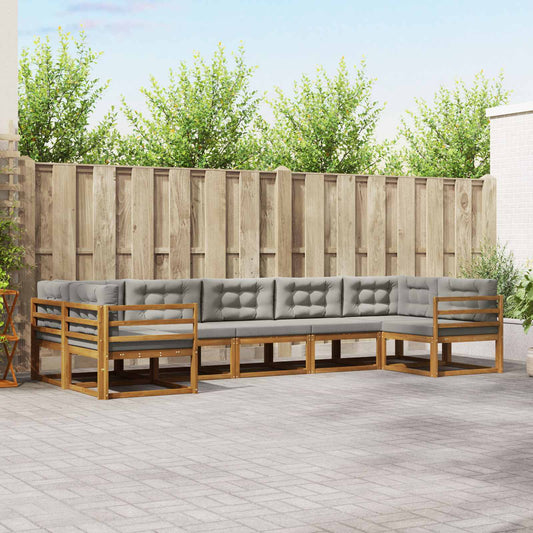 Set di divani da esterno 7 pcs Grigio Naturale e Chiaro | homemem39