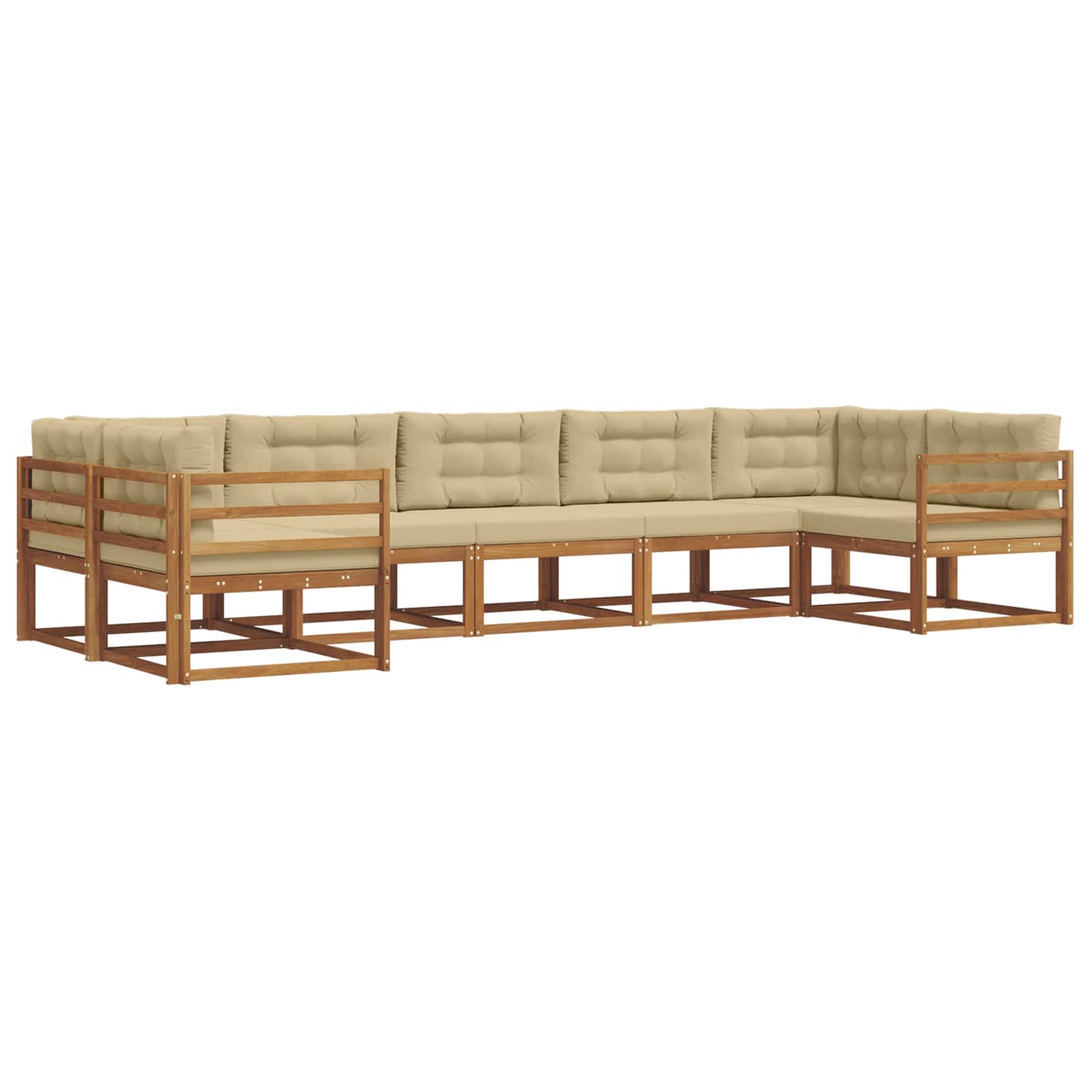 Set di divani da esterno con cuscino 7 pcs Naturale e Beige | homemem39