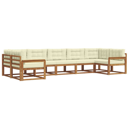 Set di divani da esterno con cuscino 7 pcs Naturale e Crema | homemem39