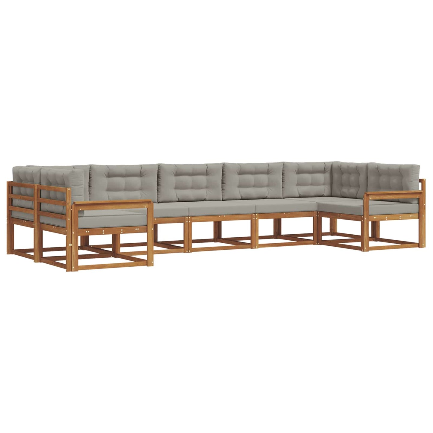 Set di divani da esterno 7 pcs Grigio Naturale e Chiaro | homemem39