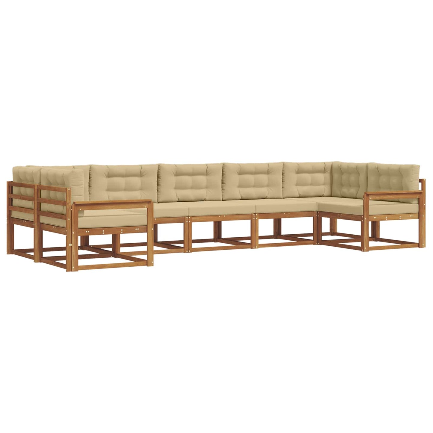 Set di divani da esterno con cuscino 7 pcs Naturale e Beige | homemem39