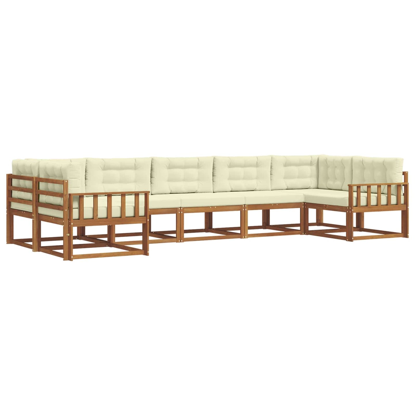 Set di divani da esterno con cuscino 7 pcs Naturale e Crema | homemem39