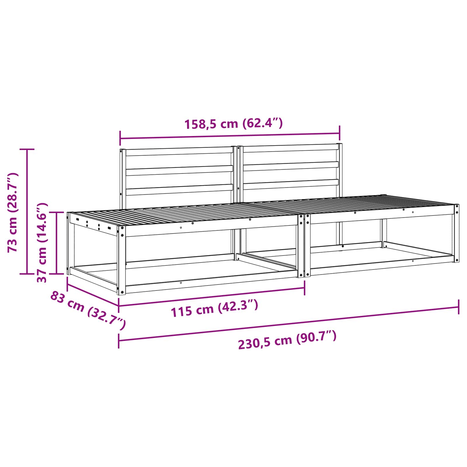 Set di divani da esterno Naturale Legno di Acacia Massello | homemem39