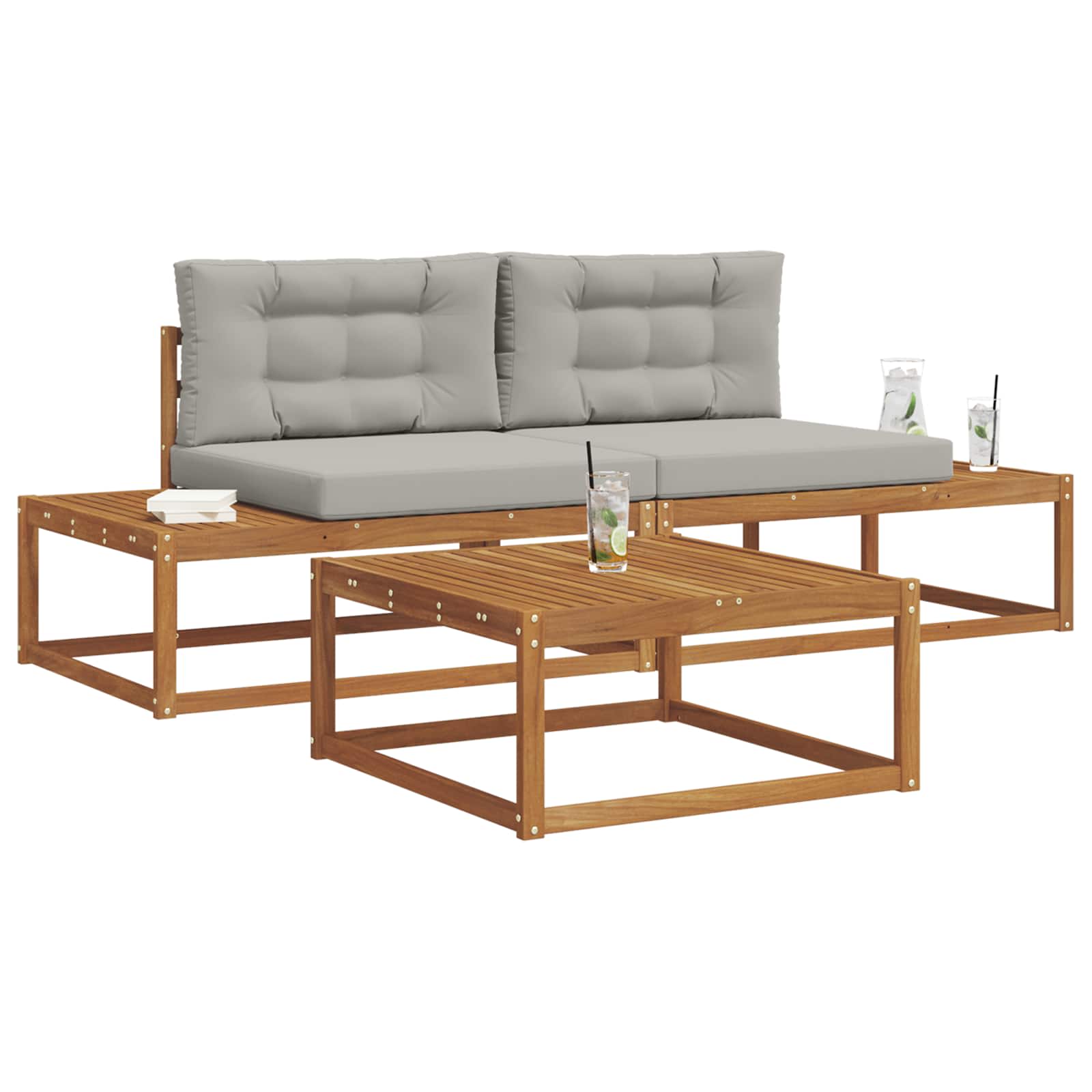 Set di divani da esterno con cuscino Grigio Naturale e Chiaro | homemem39