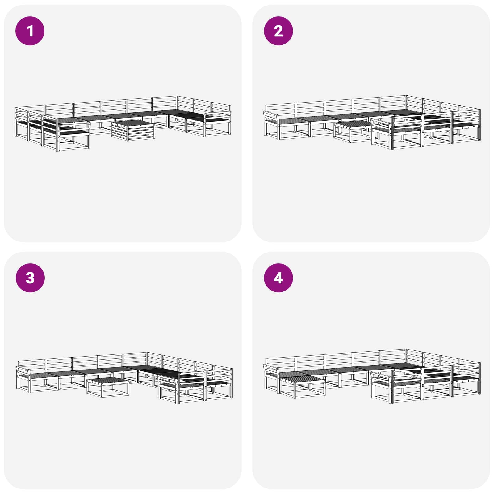 Set di divani da esterno 11 pcs Naturale | homemem39
