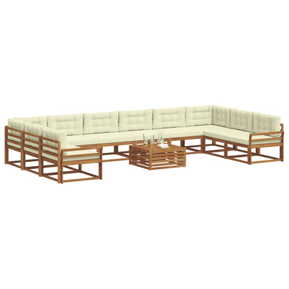 Set di divani da esterno con cuscino 11 pcs Naturale e Crema